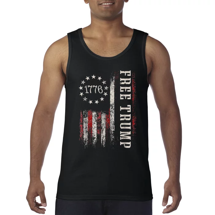 Retro 1776 Free Trump American Flag Tank Top