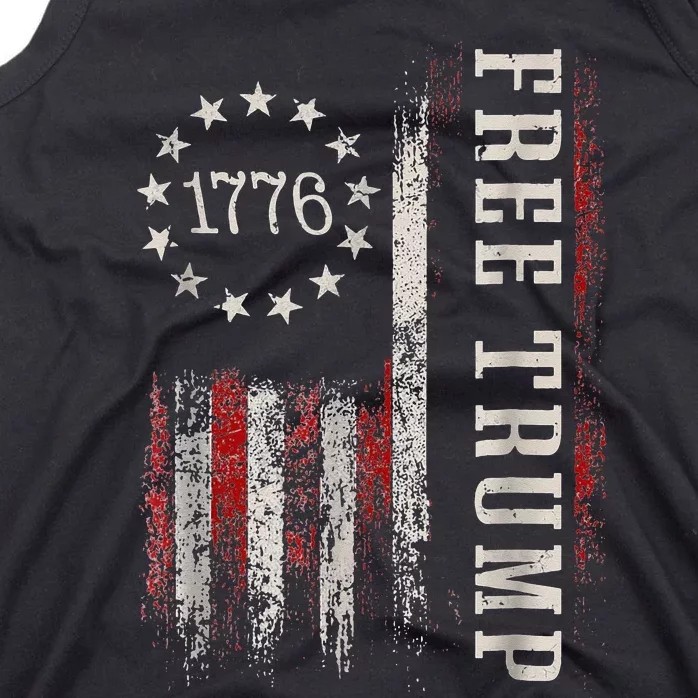 Retro 1776 Free Trump American Flag Tank Top