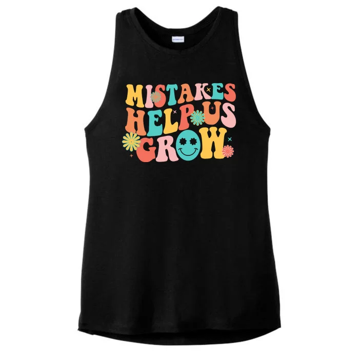 Retro 1960s Hippie Mistakes Help Us Grow Ladies Tri-Blend Wicking Tank