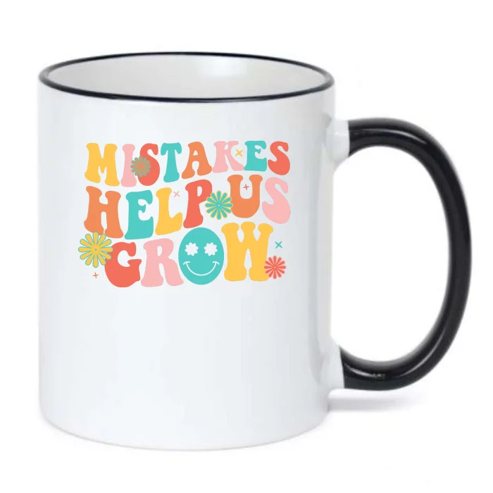 Retro 1960s Hippie Mistakes Help Us Grow Black Color Changing Mug