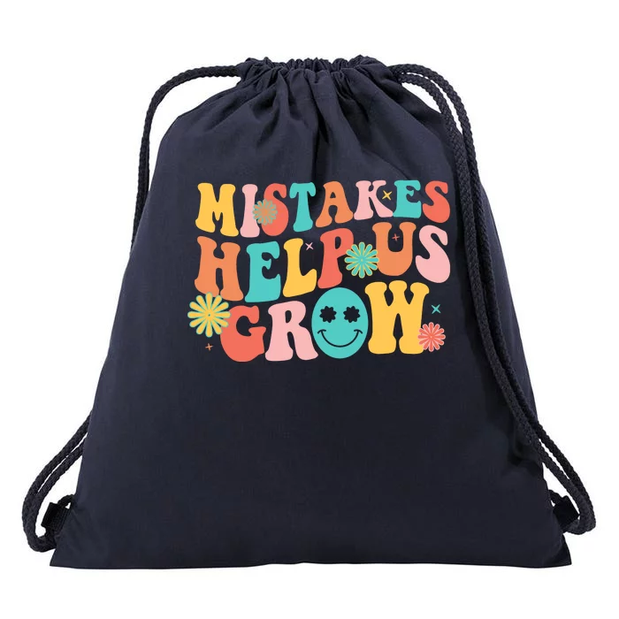 Retro 1960s Hippie Mistakes Help Us Grow Drawstring Bag