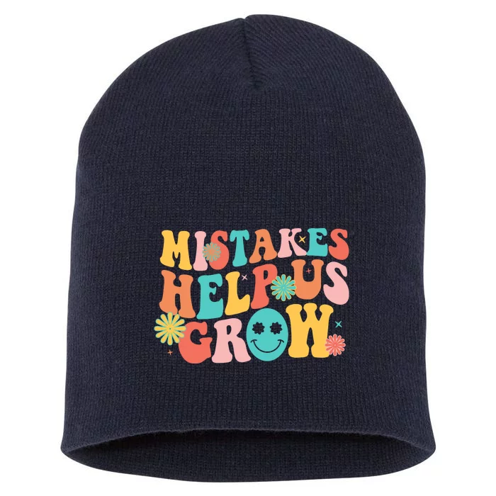 Retro 1960s Hippie Mistakes Help Us Grow Short Acrylic Beanie