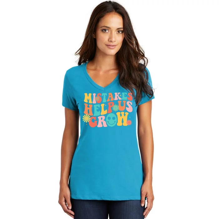 Retro 1960s Hippie Mistakes Help Us Grow Women's V-Neck T-Shirt