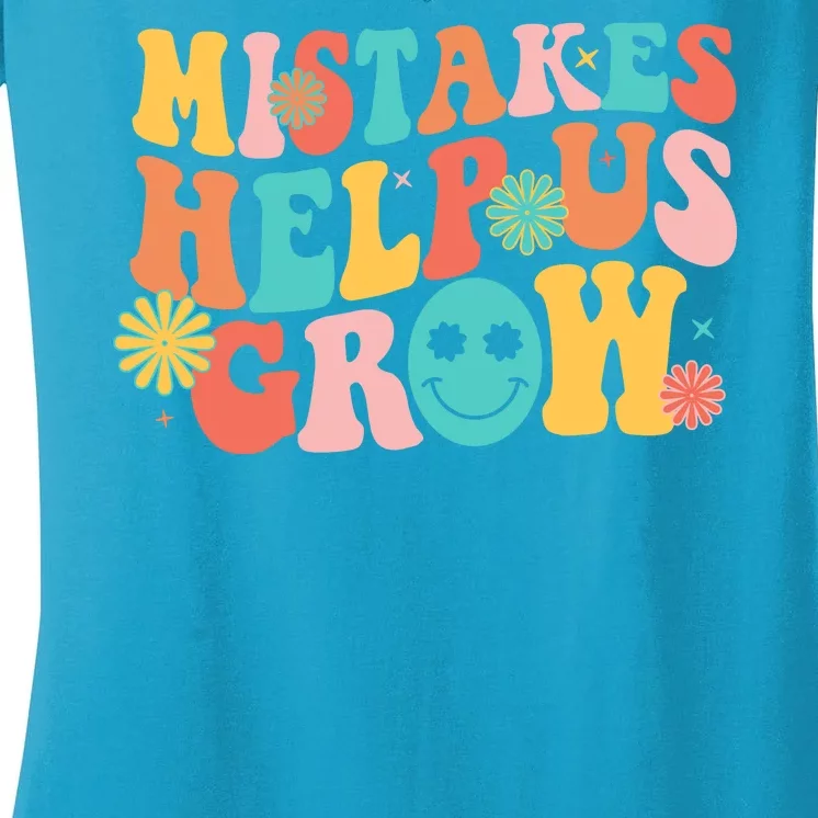 Retro 1960s Hippie Mistakes Help Us Grow Women's V-Neck T-Shirt