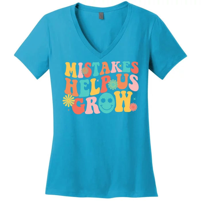 Retro 1960s Hippie Mistakes Help Us Grow Women's V-Neck T-Shirt