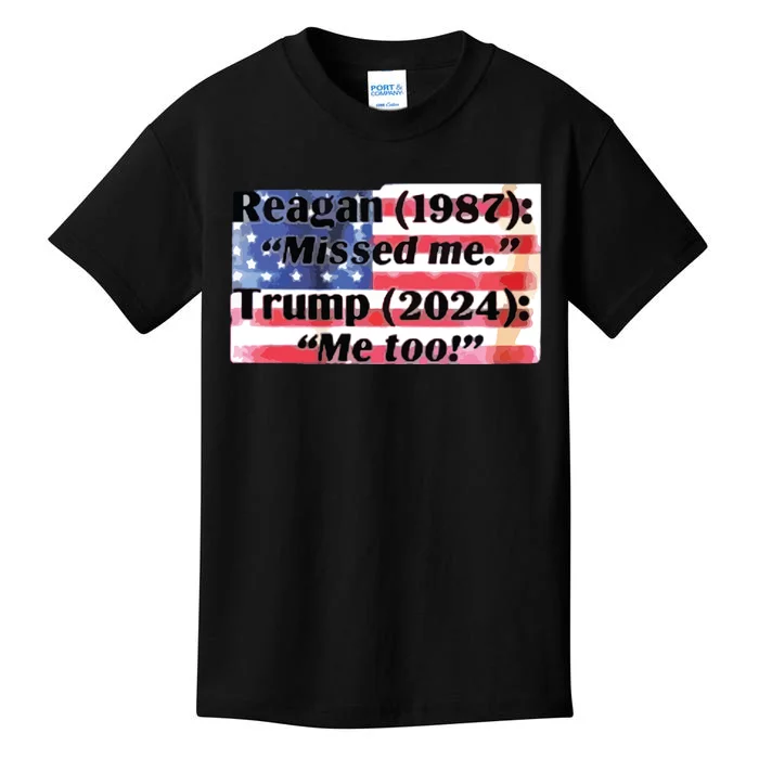 Reagan 1987 Miss Me Trump 2024 Me Too Kids T-Shirt