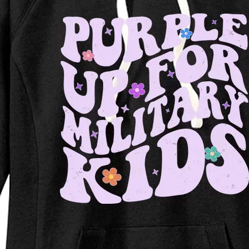 Retro 1960s Purple Up For MilitaryKids Women's Fleece Hoodie