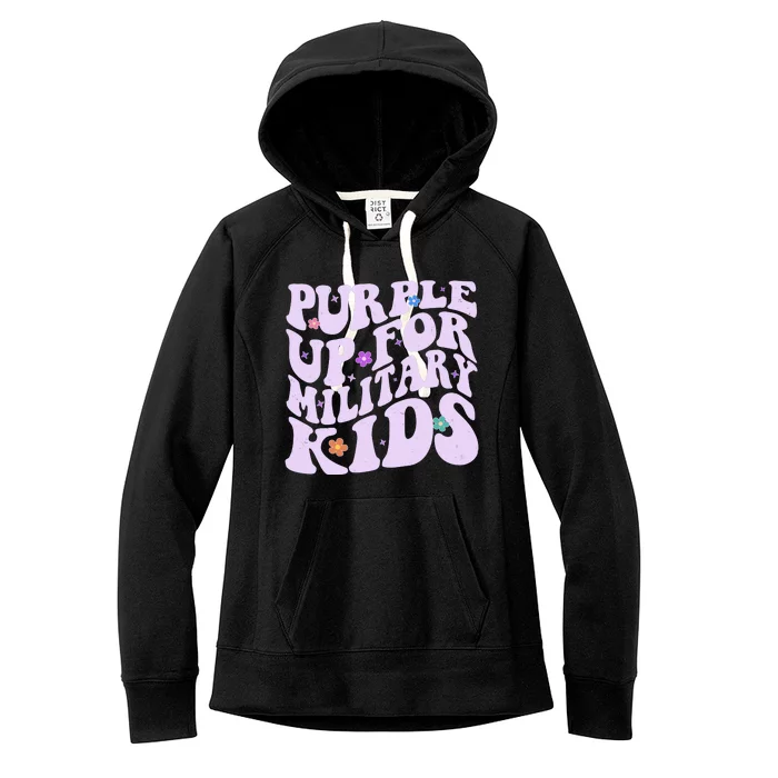 Retro 1960s Purple Up For MilitaryKids Women's Fleece Hoodie