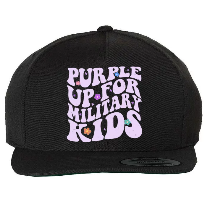 Retro 1960s Purple Up For MilitaryKids Wool Snapback Cap