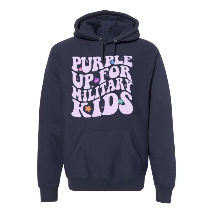 Retro 1960s Purple Up For MilitaryKids Premium Hoodie