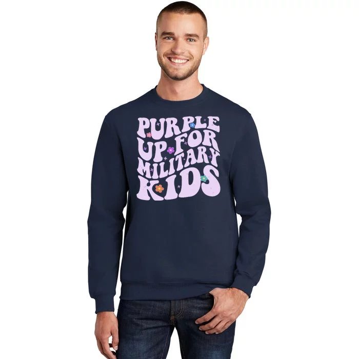 Retro 1960s Purple Up For MilitaryKids Tall Sweatshirt