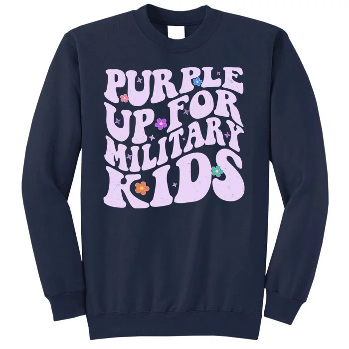 Retro 1960s Purple Up For MilitaryKids Tall Sweatshirt