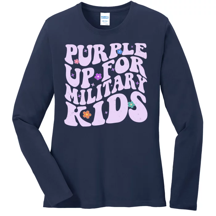 Retro 1960s Purple Up For MilitaryKids Ladies Long Sleeve Shirt