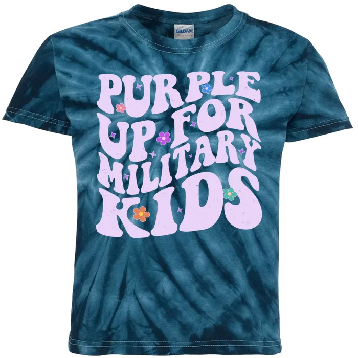 Retro 1960s Purple Up For MilitaryKids Kids Tie-Dye T-Shirt