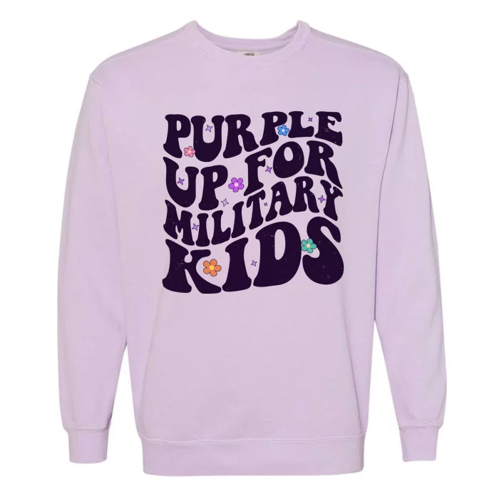 Retro 1960s Purple Up For MilitaryKids Garment-Dyed Sweatshirt