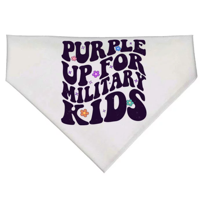 Retro 1960s Purple Up For MilitaryKids USA-Made Doggie Bandana