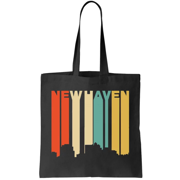 Retro 1970S Style New Haven Connecticut Skyline Tote Bag