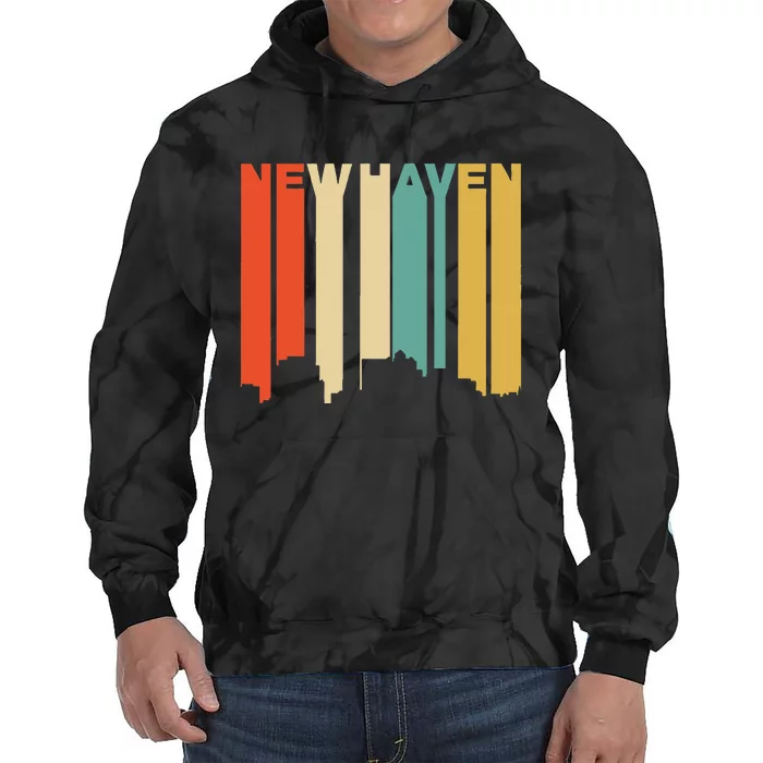 Retro 1970S Style New Haven Connecticut Skyline Tie Dye Hoodie