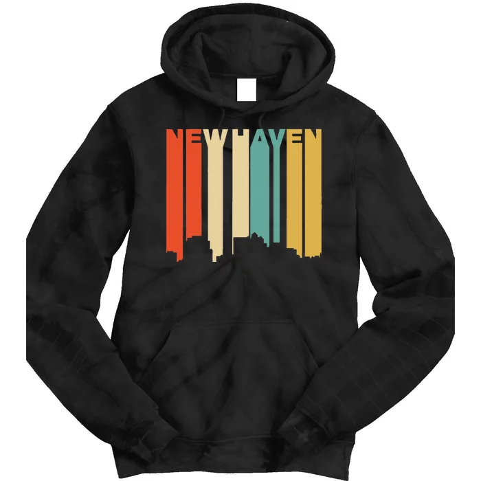 Retro 1970S Style New Haven Connecticut Skyline Tie Dye Hoodie