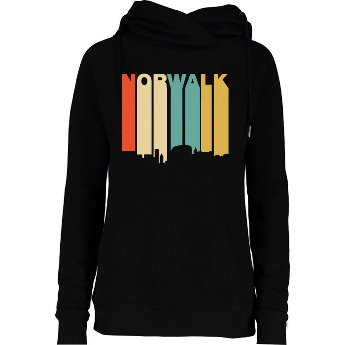 Retro 1970S Style Norwalk Connecticut Skyline Womens Funnel Neck Pullover Hood