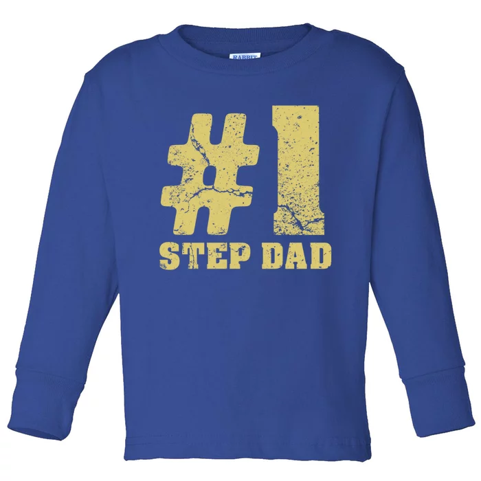 Retro #1 Step Dad Vintage Amazing Step Dad Meaningful Gift Toddler Long Sleeve Shirt