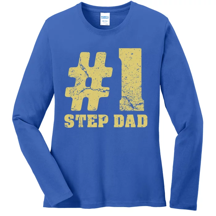 Retro #1 Step Dad Vintage Amazing Step Dad Meaningful Gift Ladies Long Sleeve Shirt