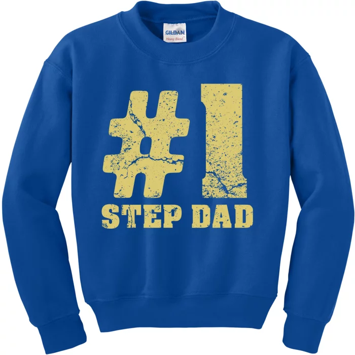 Retro #1 Step Dad Vintage Amazing Step Dad Meaningful Gift Kids Sweatshirt