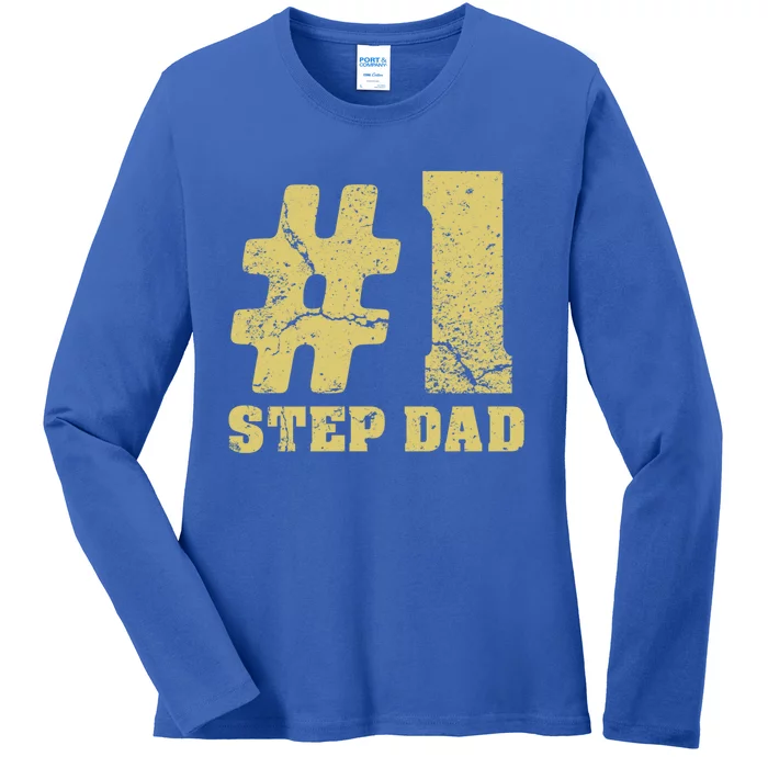 Retro #1 Step Dad Vintage Amazing Step Dad Gift Ladies Long Sleeve Shirt