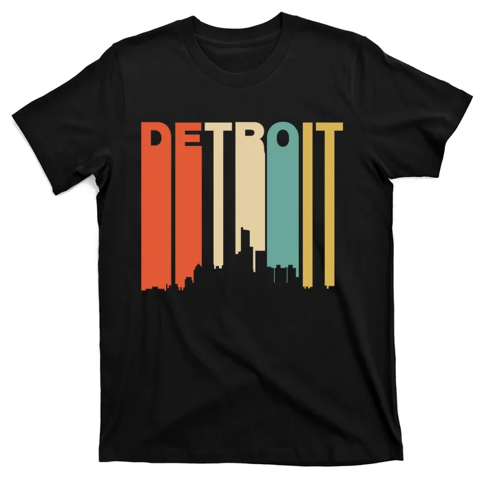 Retro 1970S Style Detroit Michigan Skyline T-Shirt