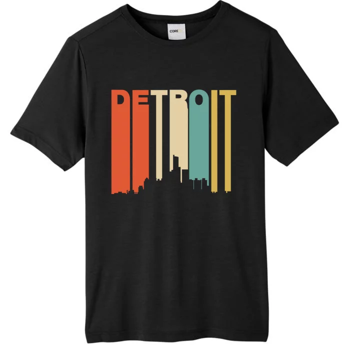 Retro 1970S Style Detroit Michigan Skyline ChromaSoft Performance T-Shirt