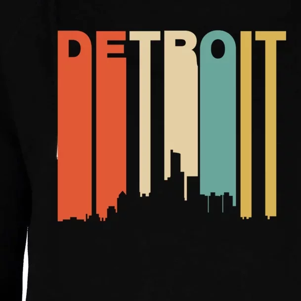 Retro 1970S Style Detroit Michigan Skyline Womens Funnel Neck Pullover Hood