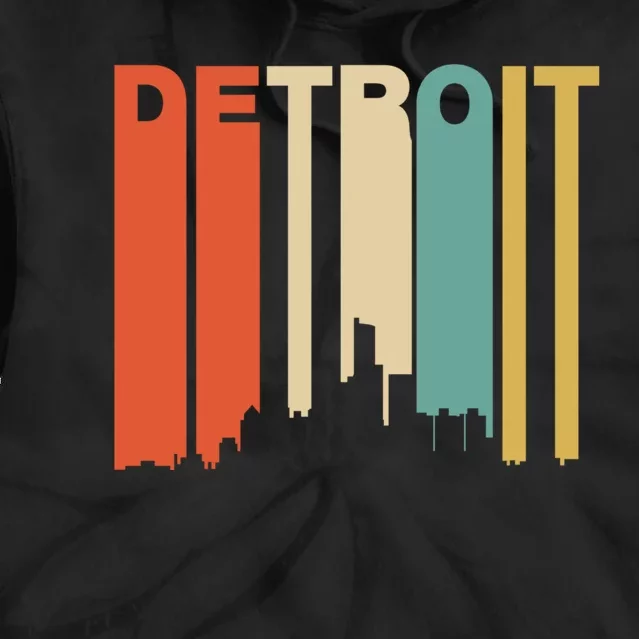 Retro 1970S Style Detroit Michigan Skyline Tie Dye Hoodie