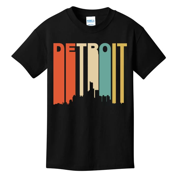 Retro 1970S Style Detroit Michigan Skyline Kids T-Shirt