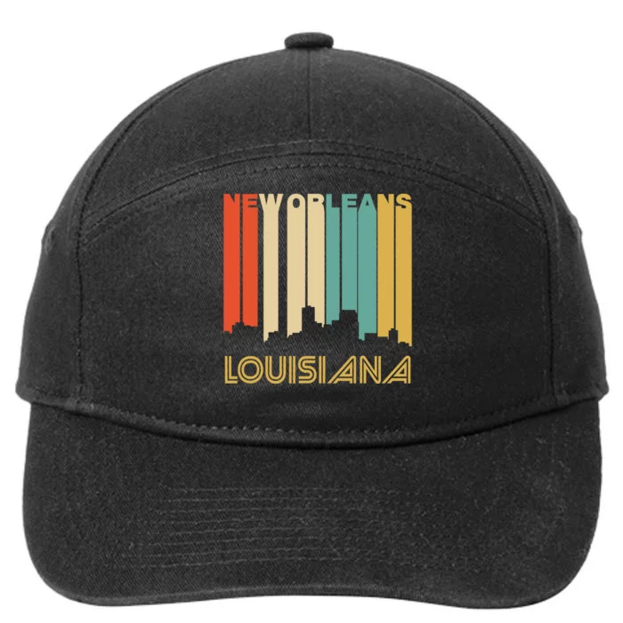 Retro 1970S Style New Orleans Louisiana Skyline 7-Panel Snapback Hat