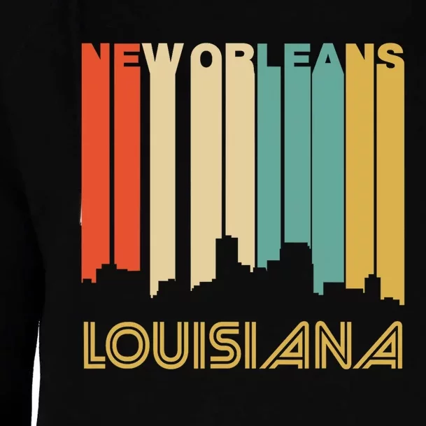 Retro 1970S Style New Orleans Louisiana Skyline Womens Funnel Neck Pullover Hood