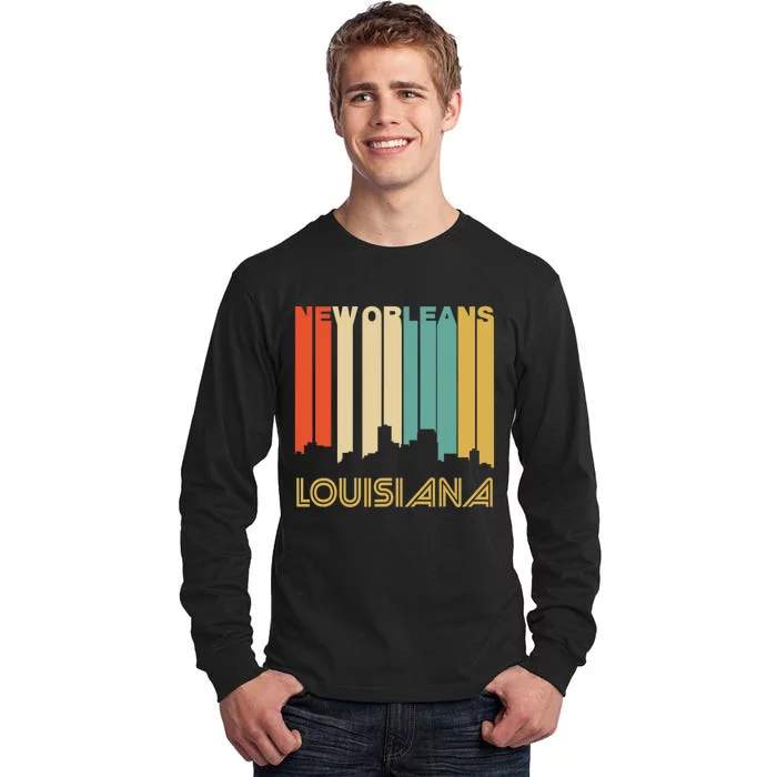 Retro 1970S Style New Orleans Louisiana Skyline Tall Long Sleeve T-Shirt