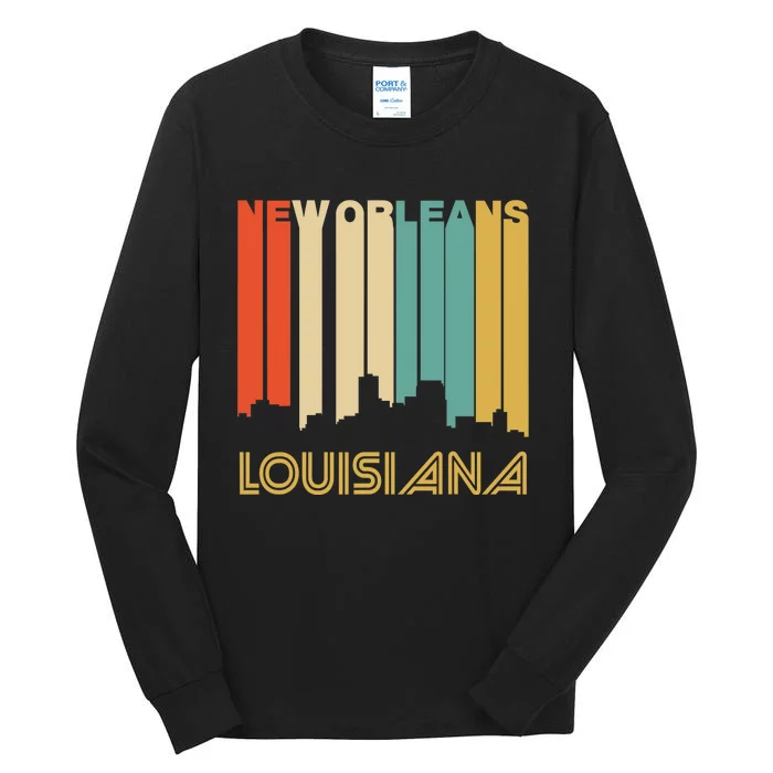 Retro 1970S Style New Orleans Louisiana Skyline Tall Long Sleeve T-Shirt