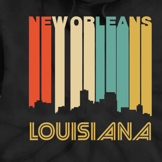 Retro 1970S Style New Orleans Louisiana Skyline Tie Dye Hoodie