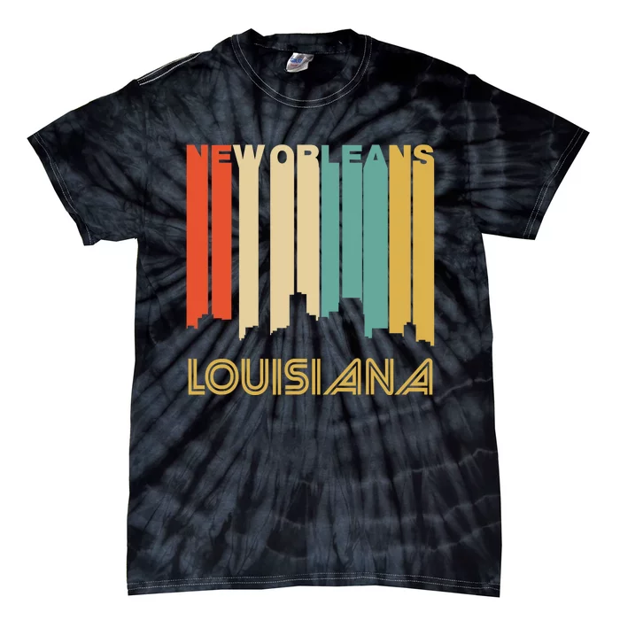 Retro 1970S Style New Orleans Louisiana Skyline Tie-Dye T-Shirt