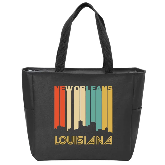 Retro 1970S Style New Orleans Louisiana Skyline Zip Tote Bag