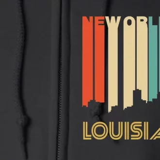 Retro 1970S Style New Orleans Louisiana Skyline Full Zip Hoodie