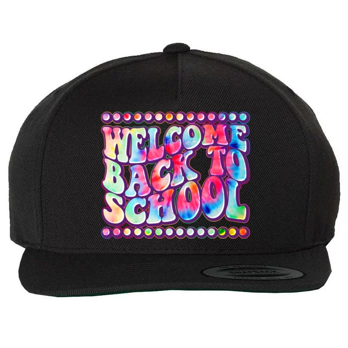 Retro 1960s Tie Dye Welcome Back To School Wool Snapback Cap