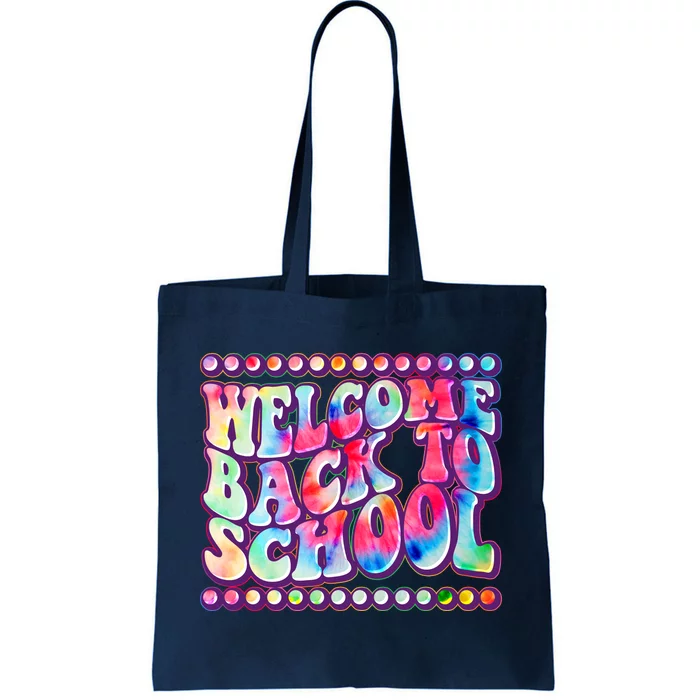 Retro 1960s Tie Dye Welcome Back To School Tote Bag