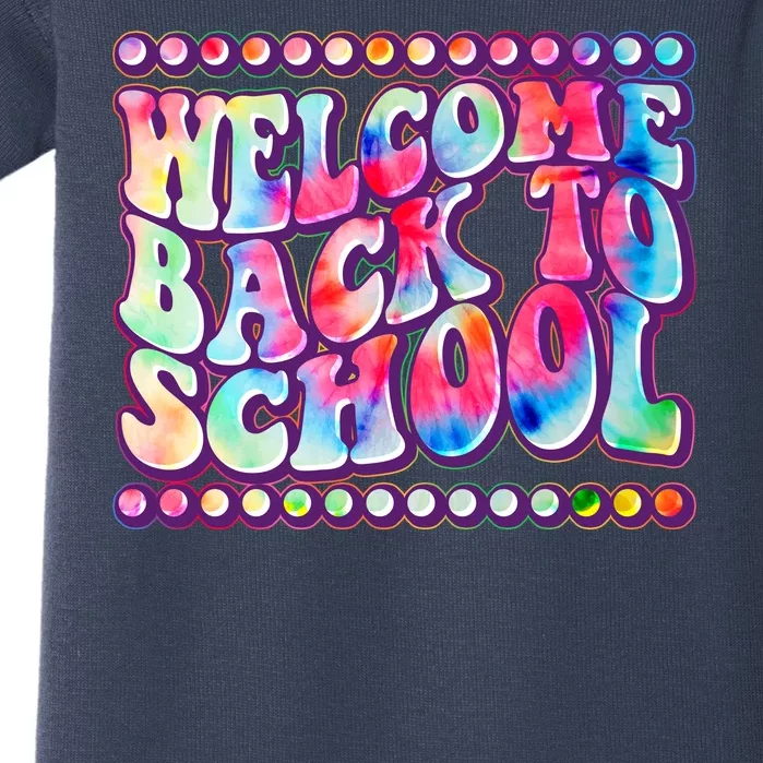 Retro 1960s Tie Dye Welcome Back To School Baby Bodysuit