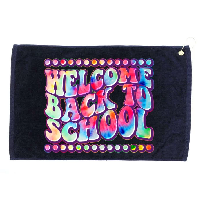 Retro 1960s Tie Dye Welcome Back To School Grommeted Golf Towel