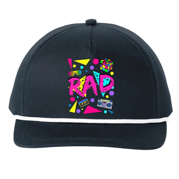 Rad 1980s Vintage Eighties Costume Party Snapback Five-Panel Rope Hat