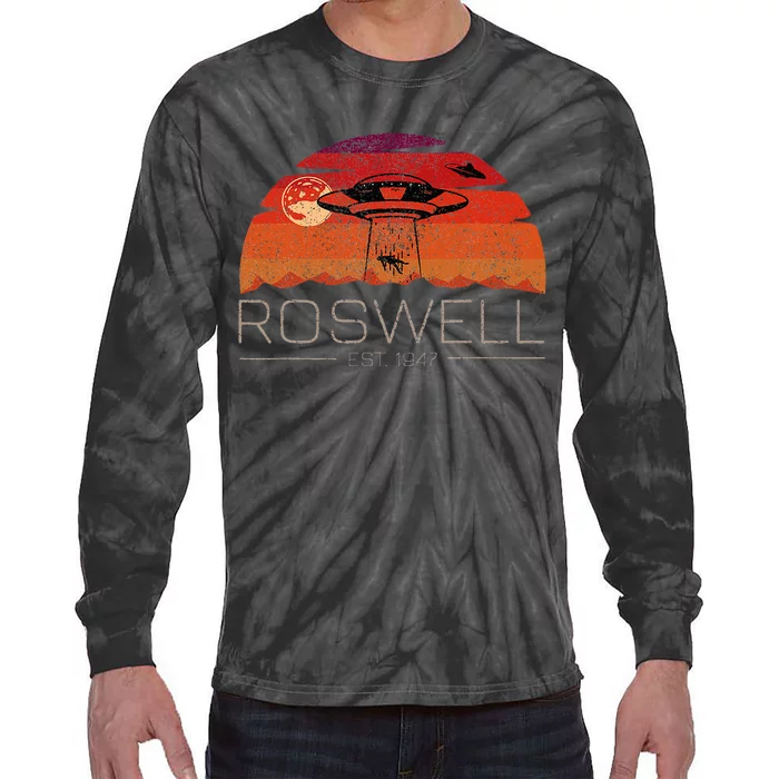 Roswell 1947 Vintage Alien Ufo New Mexico Tie-Dye Long Sleeve Shirt