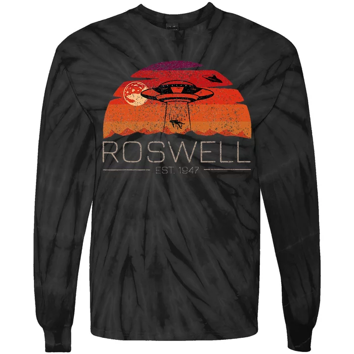 Roswell 1947 Vintage Alien Ufo New Mexico Tie-Dye Long Sleeve Shirt