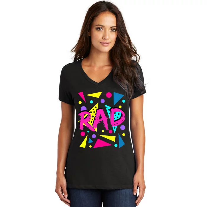 Rad 1980s Vintage Eighties Costume Party Women's V-Neck T-Shirt