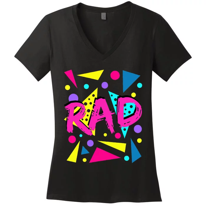 Rad 1980s Vintage Eighties Costume Party Women's V-Neck T-Shirt